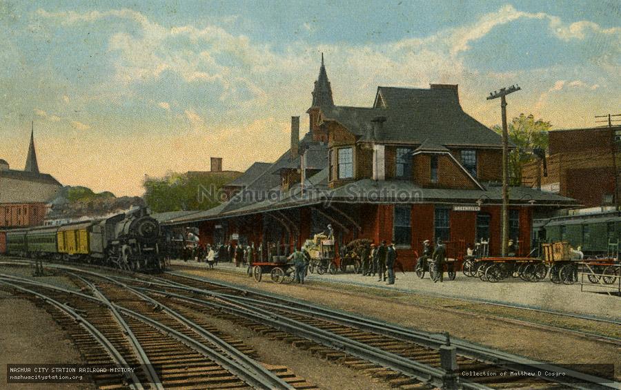 Postcard: Boston and Maine Railroad Station, Greenfield, Massachusetts